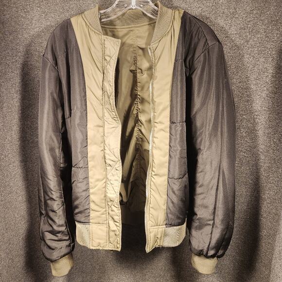 H&M Olive Army Green Satin Bomber Jacket Earthy Gremlincore Goblincore 6 FLAWED - Picture 7 of 12